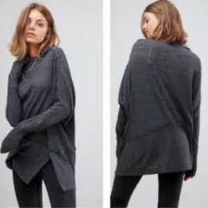 We the Free Londontown Ribbed Asymmetrical Knit Thermal Long Sleeve Top Sz Small